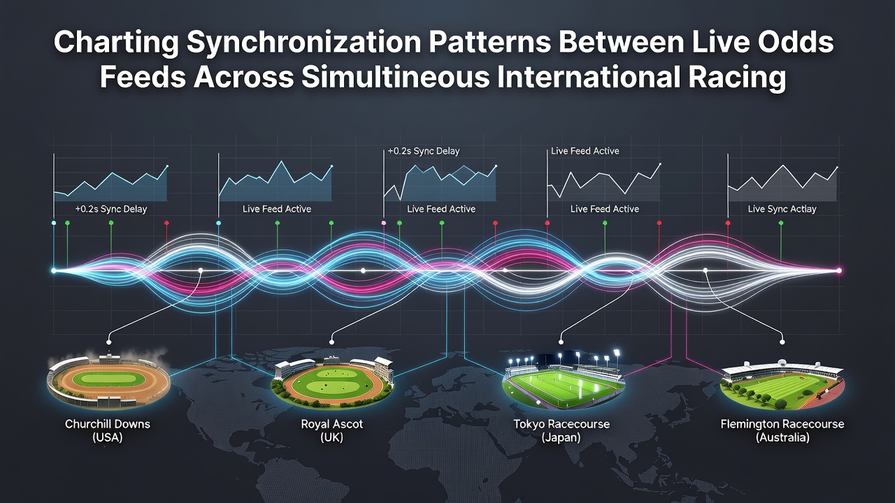 Detailed chart illustrating synchronization patterns between racing and soccer live odds feeds with highlighted correlation spikes