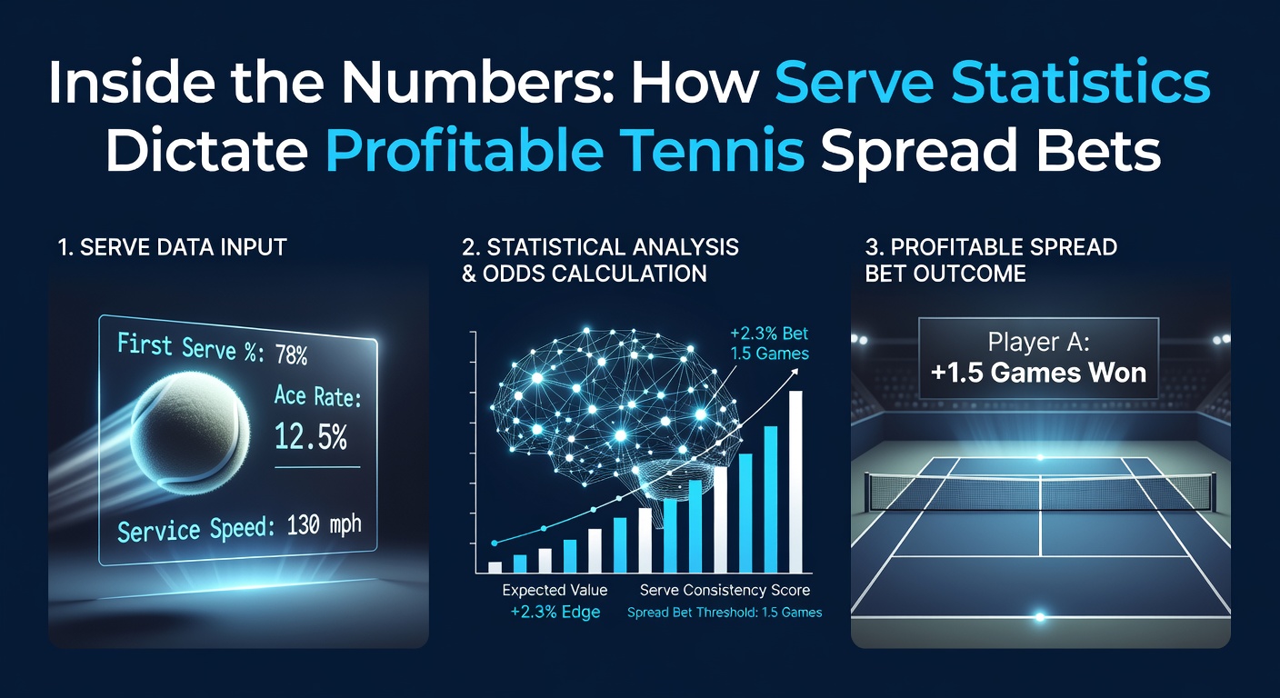 Professional tennis player executing a powerful serve during a match with court statistics overlay