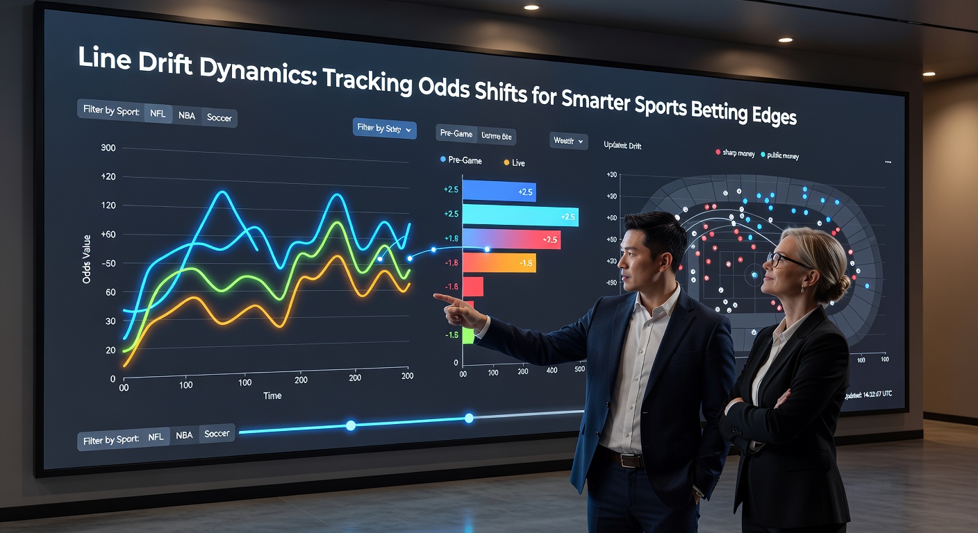 Screenshot of betting dashboard displaying live odds drifts across multiple sportsbooks during an NFL game