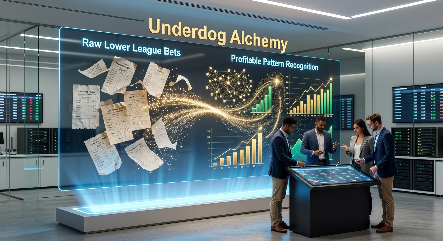 Data visualization chart showing profitable underdog betting trends in lower league soccer matches over multiple seasons