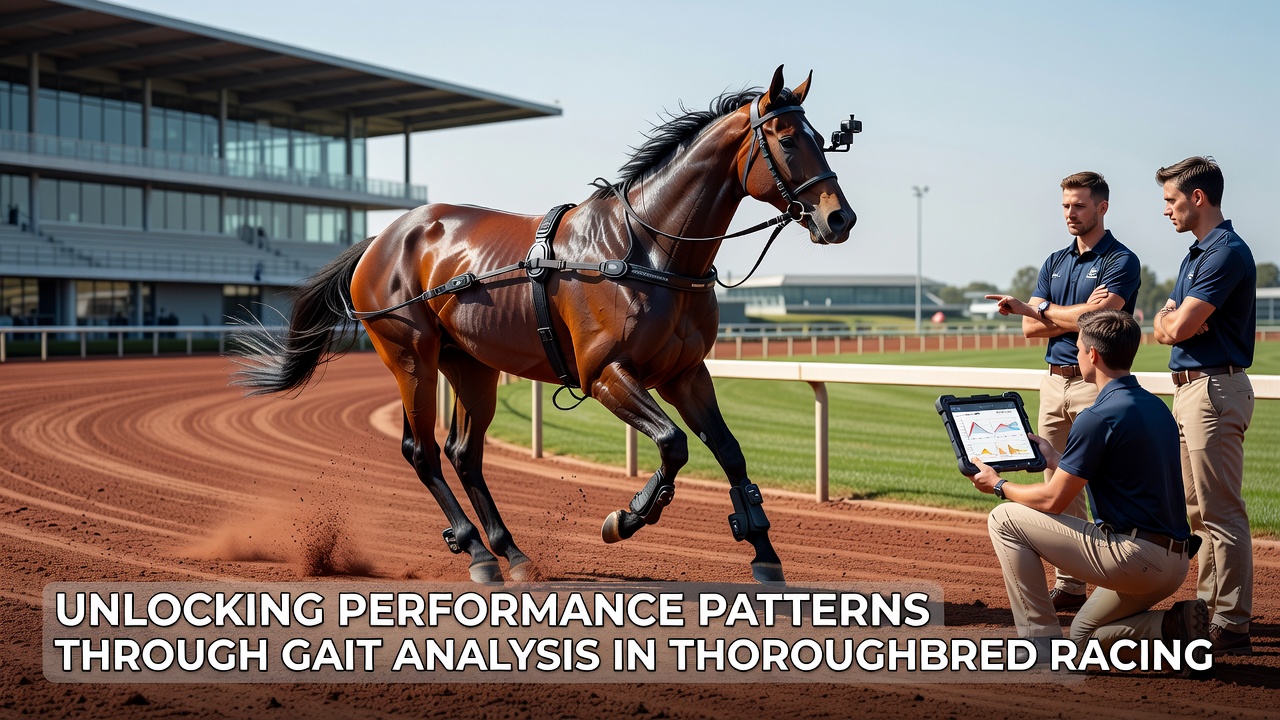 Wearable sensor array attached to a thoroughbred's legs collecting gait data during exercise